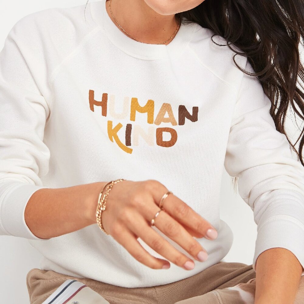 NWT - Old Navy Vintage Graphic Human Kind Crew-Neck Sweatshirt XL Tall